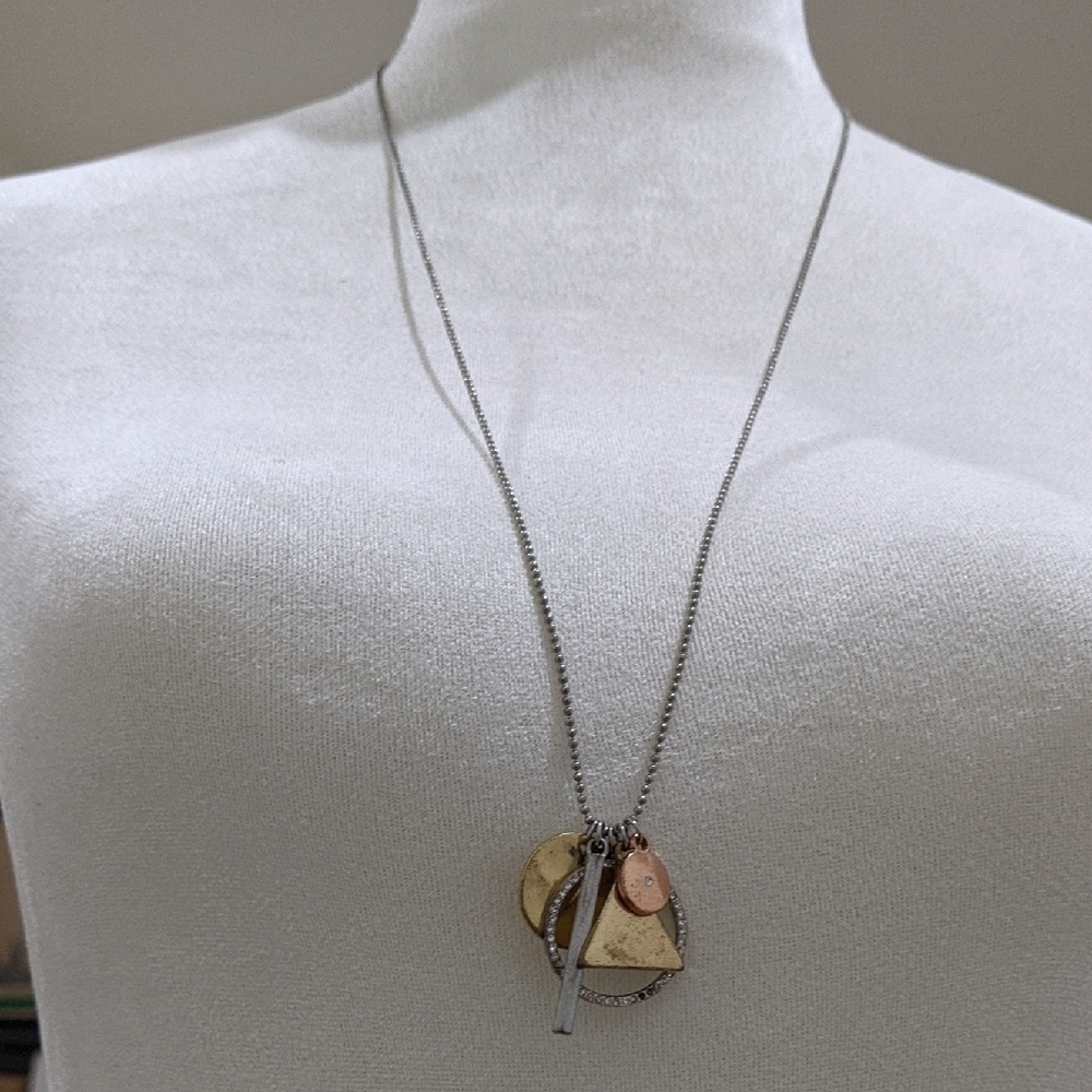 American Eagle Outfitters Silver and Gold Geometric Necklace